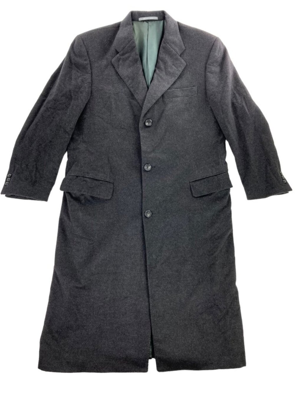 Hickey Freeman 100% Cashmere Trench Over Coat Charcoal Gray • 40 Reg